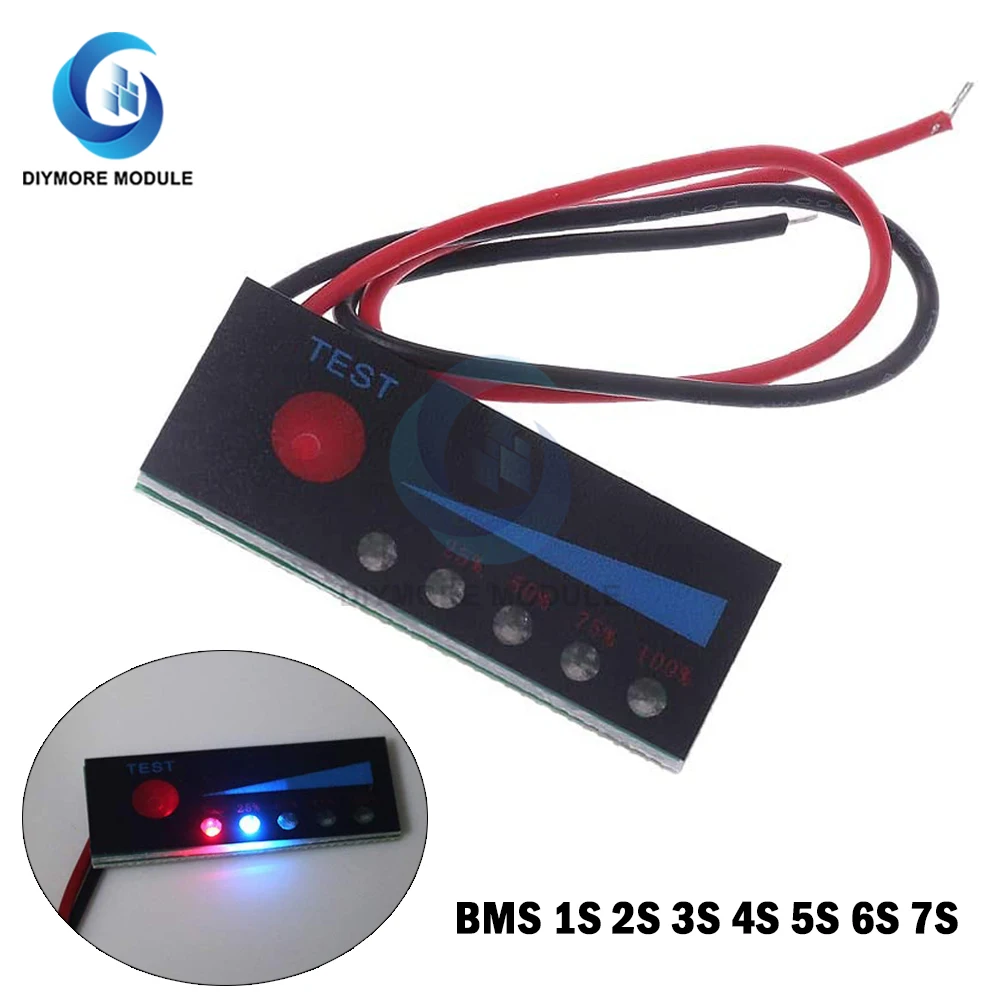 BMS 1S 2S 3S 4S 5S 6S 7S Lithium Battery Capacity Indicator LED Light Display Battery Tester Charging Accessary