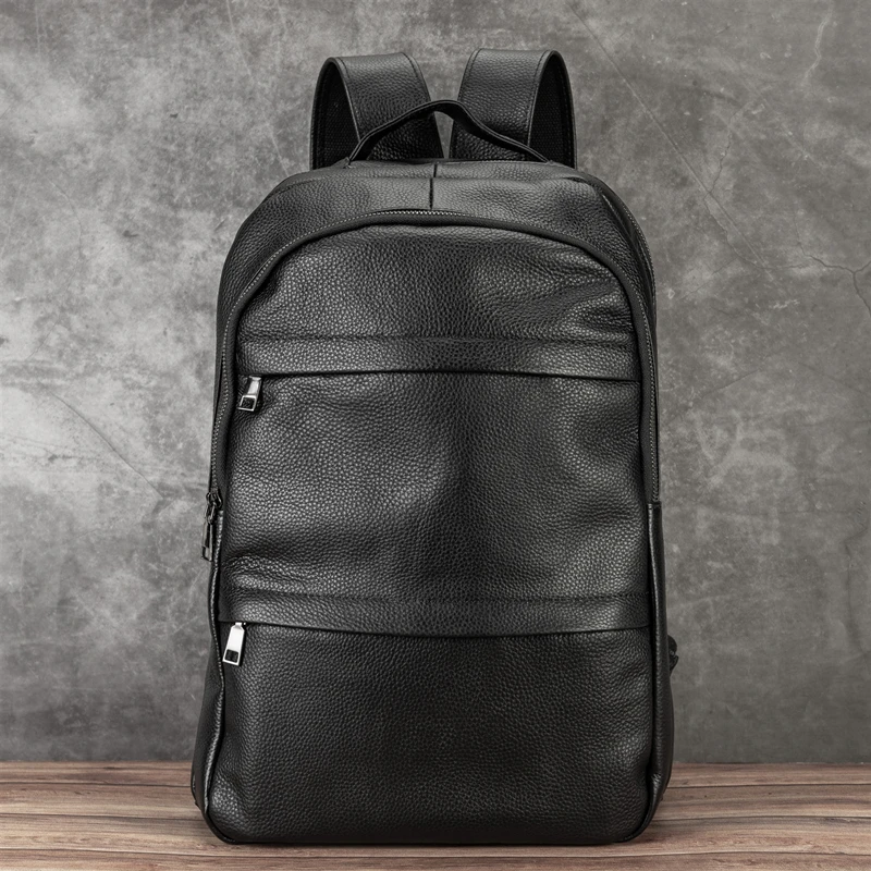 Men\'s Backpack Men Women Cow Leather Backpacks For Teenagers Luxury Designer Casual Large Capacity Laptop Bag Male Travel Bags