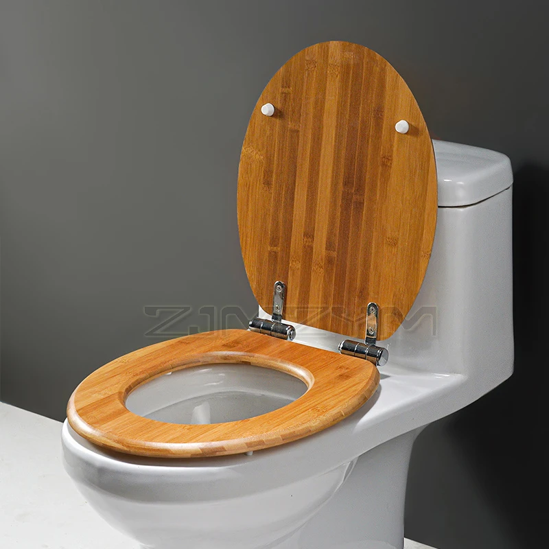 

Universal buffer toilet seat cover household thickened wooden solid wood toilet cover quick release buffer mute toilet cover