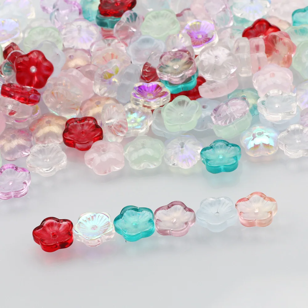 10mm Transparent Light Pink Flower Czech Crystal Beads Spacer Glass Beads For Jewelry Making Necklace Bracelet DIY Accessories