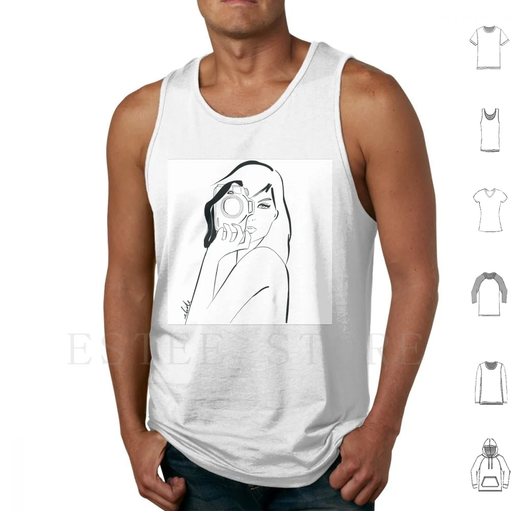 Photographer Girl Tank Tops Vest Sleeveless Girls Womens Face Beautiful