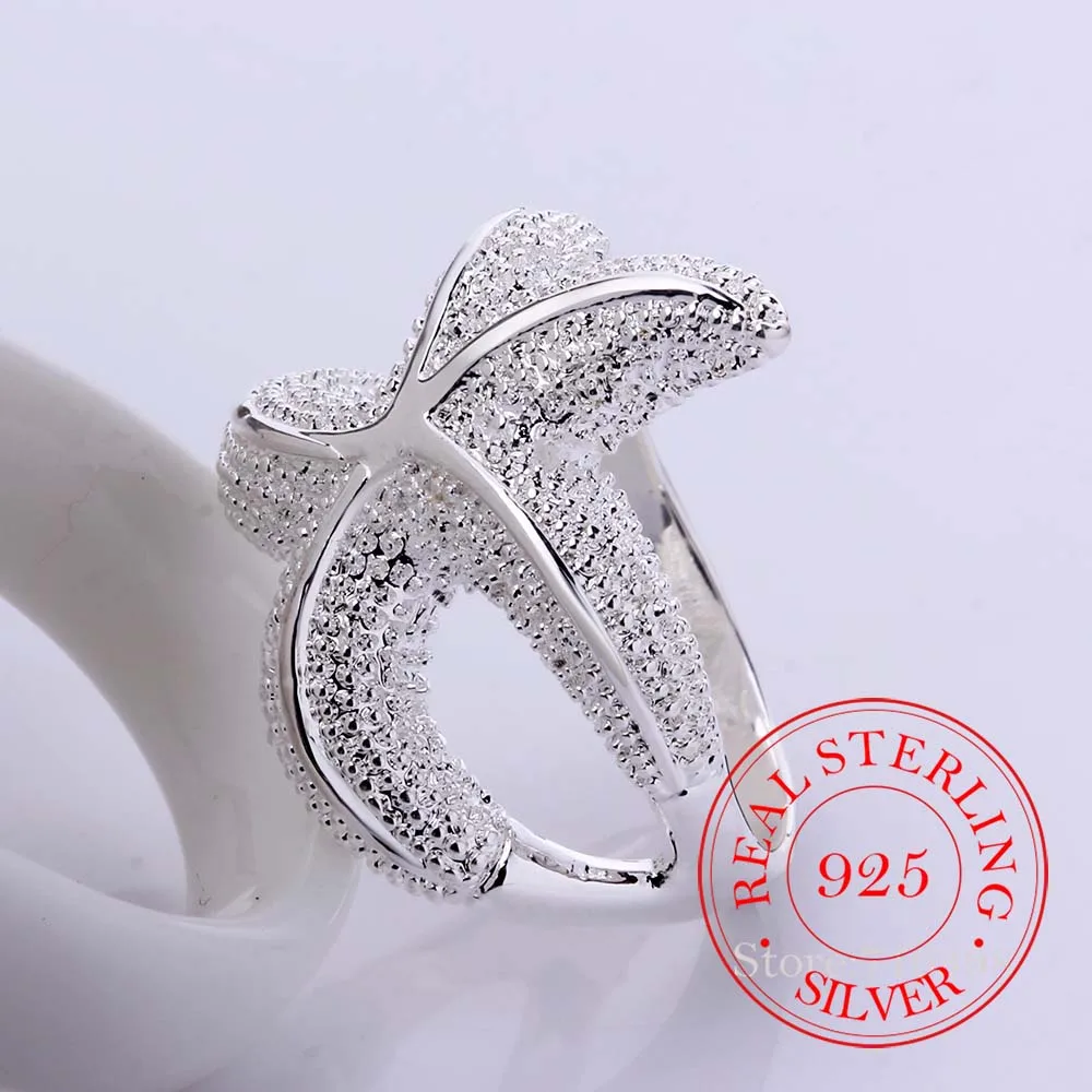 Anillos de plata de ley 925 para hombre y Mujer, accesorio de alta calidad con cristal de estrella de mar, infinito, 925