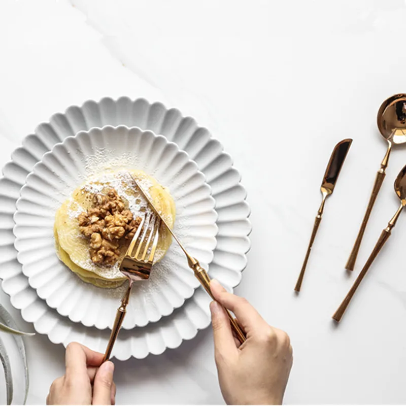 Rose Gold Cutlery Dinnerware Dropshipping Mirror Polished Knife Fork Soup Spoon Chopsticks Silverware Tableware Stainless Steel