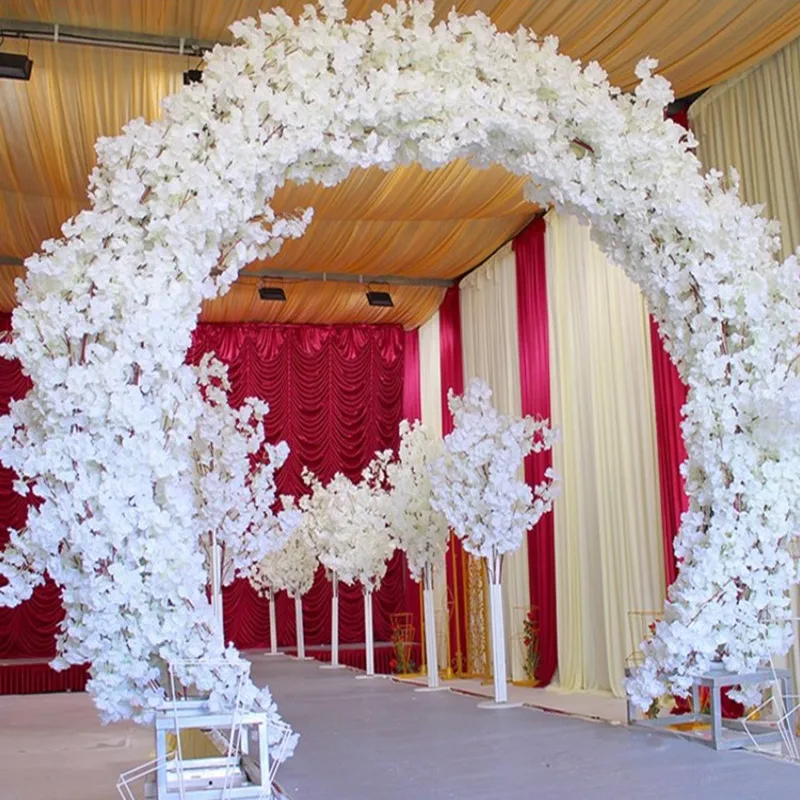 

Three Branches One Bouquet Artificial Cherry Blossom Flower Garland For Home Ornament Wedding Backdrop Arch Decoration