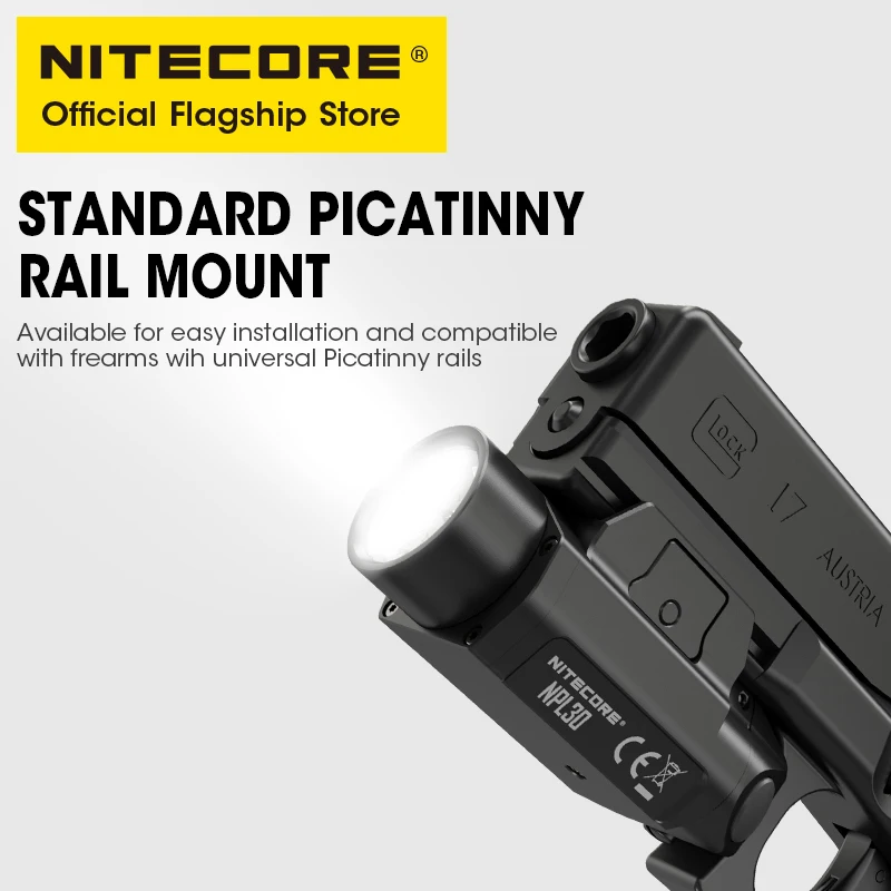 Imagem -06 - Nitecore Npl30 Arma Luz Tática Arma Lâmpada 1200 Lumens Led Lanterna do Exército para Pistola Airsoft Picatinny Trilho Gr123a Bateria