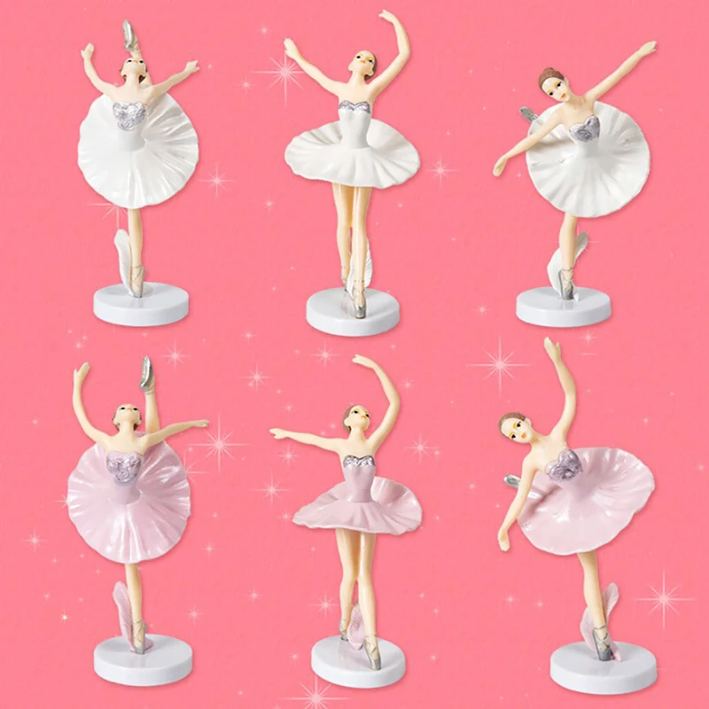 3pc Cake Topper Dancing Girl Doll Decor Wedding Birthday Cake Decor Ballet Girls Baby Girl 1st Favor Happy Birthday Party Decor