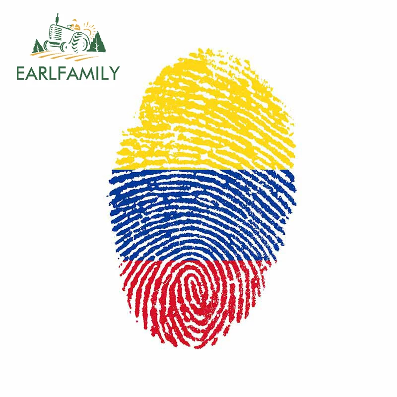 EARLFAMILY 13cm x 8.4cm for Colombia Fingerprint Vinyl Car Sticker Personality Custom Printing Waterproof Decal for Vehicle VAN