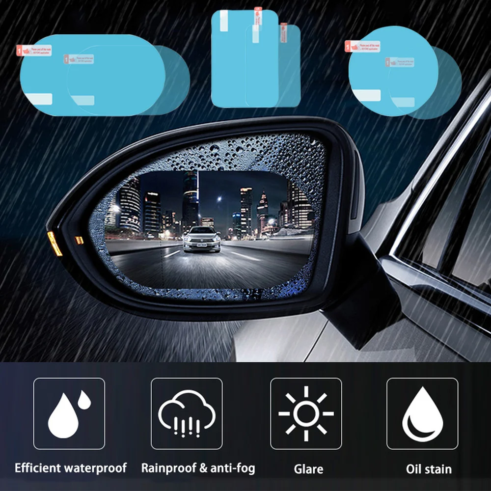 2pcs Rainproof Car Rearview Mirror Film Anti Fog Car Window Clear Film Windproof Protective Film for Car Motorcycle Mirrors