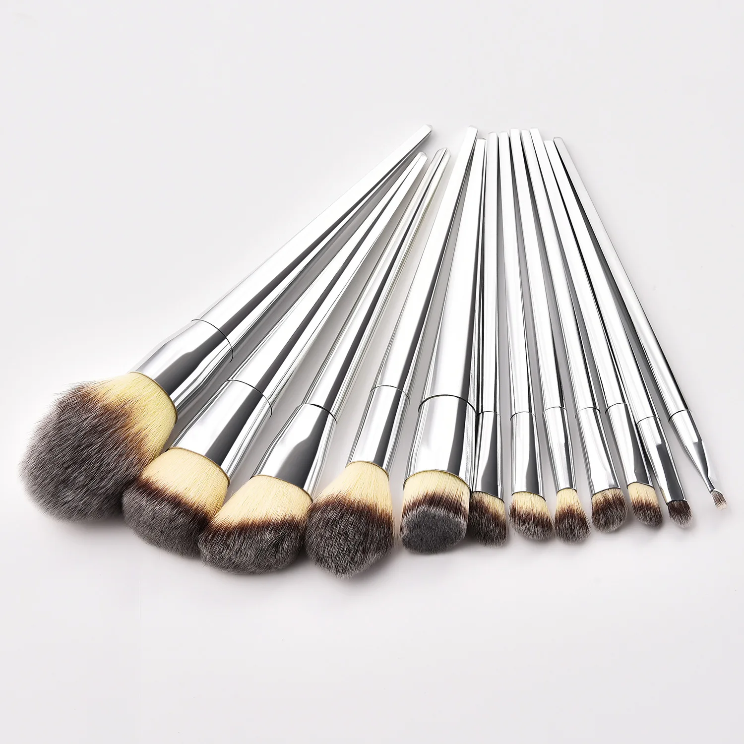 Saiantth – ensemble de pinceaux de maquillage classique, tube en aluminium, kit cosmétique complet, course des yeux, sourcils longs, or rose, argent, 12 pièces