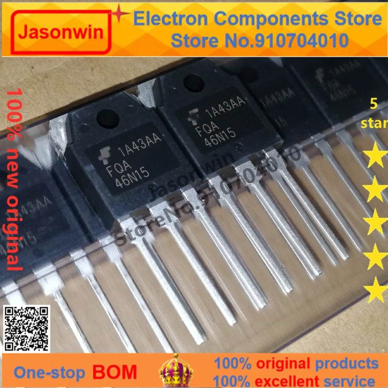 100% nuevo 50 unids/lote original MOSFET FQA46N15 TO-3P 150V 50A 46N15   Transistor