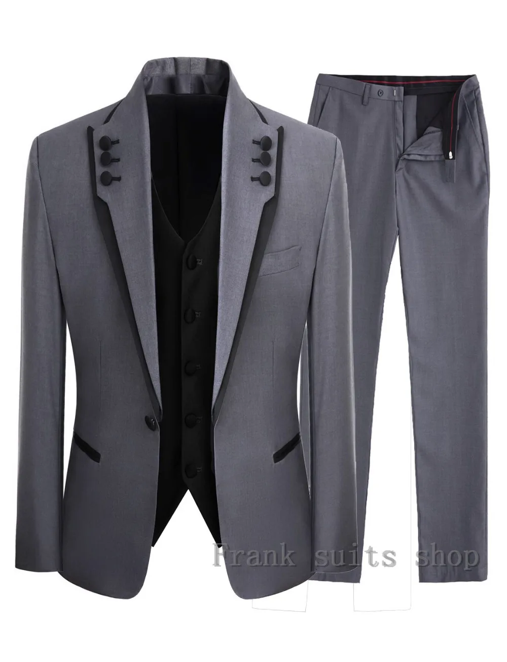 

JELTONEWIN 2021 Grey Groom Wedding Suit 3 Pieces Custom Made Men Slim Fit Suit Jacket Vest Pants Formal Male Dress Tuxedo Set