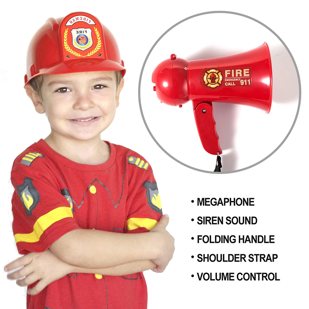 Children Role Play Toy Police Megaphone Pretend Play Fire Fighter Cosplay Set Horn Speaker Toys Kids Gifts