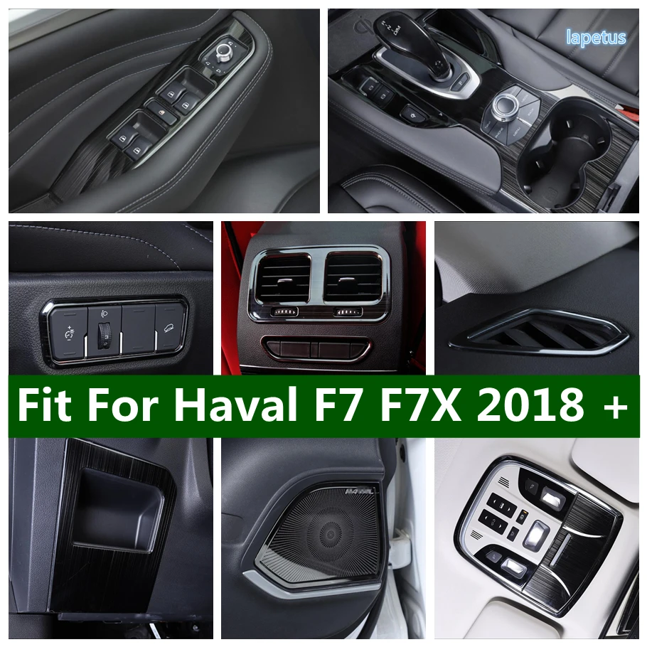 

Black Brushed Accessories Door Armrest Window Lift Button / Head Lights Switch / AC Vent Cover Trim For Haval F7 F7X 2018 - 2021