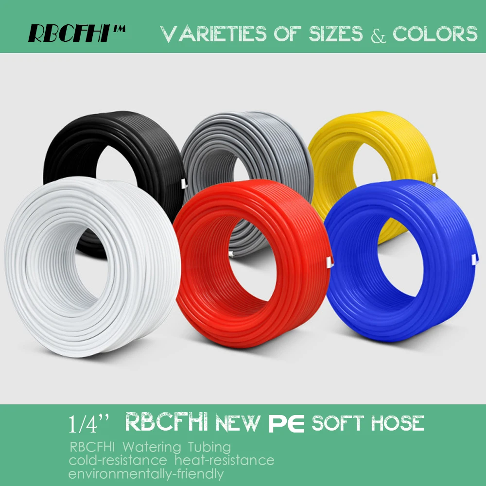 RBCFHI  1/4'' PE Tubing Water Pipe Low Pressure Misting System Hose ID 4mm OD 6.35mm 4/7mm Garden Irrigation Agriculture Tube