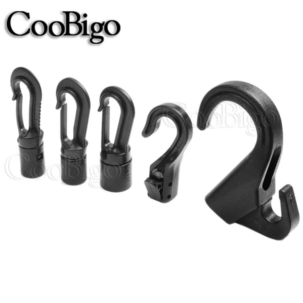 5pcs Plastic Snap Hook Buckle Bungee Shock Tie Cord Ends Lock For Outdoor Camp Clothesline Elastic Rope Hook Accessories