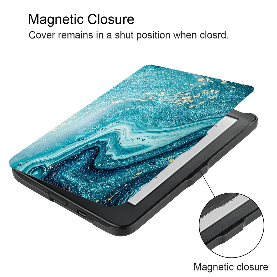 Mtt-capa de couro ecológico kobo, tela hd, 6 polegadas, proteção para e-book e-reader, 2018 '', capa inteligente, modo de repouso/despertar automático