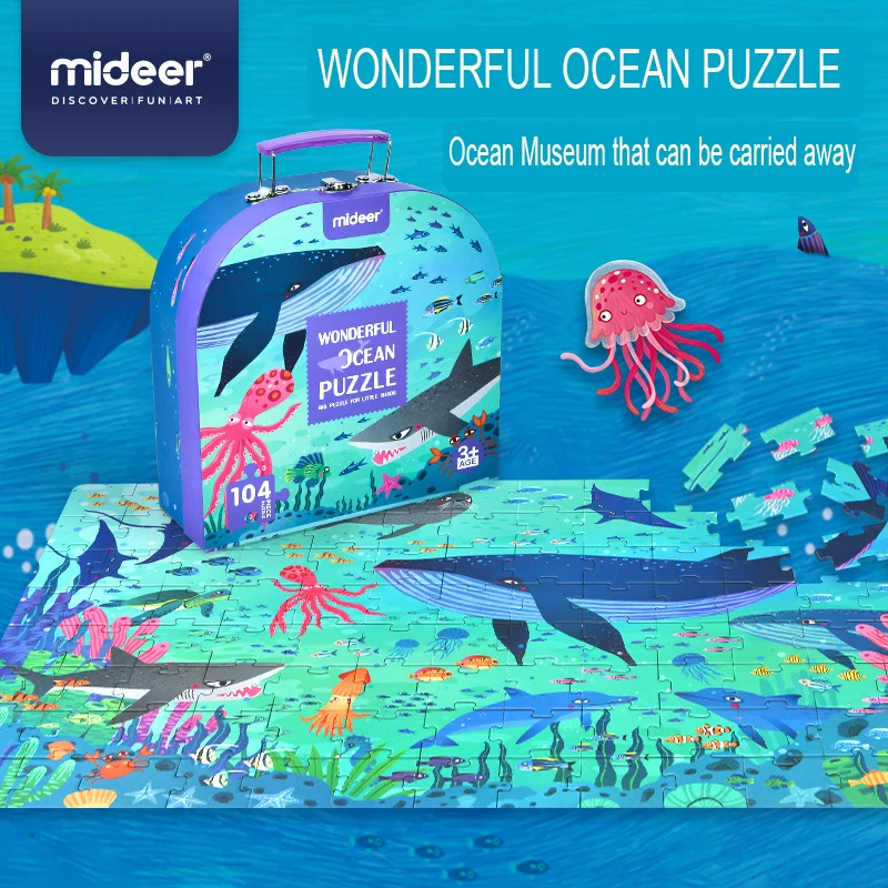 

MIDEER Wonderful Ocean Puzzle 104PCS Portable Gift Box Paper Jigsaw Puzzle Education Toys Children Kids Baby Age 3Y+