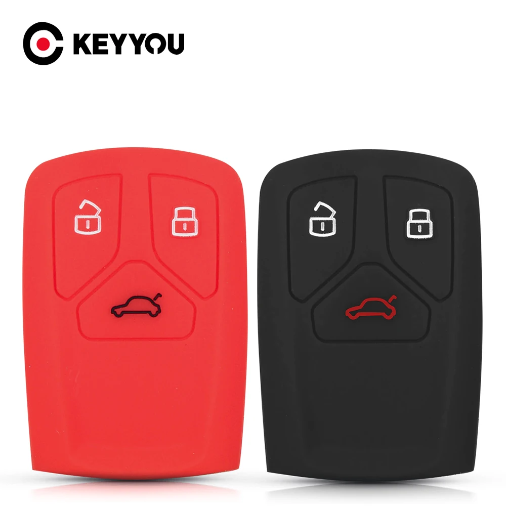 KEYYOU-غطاء مفتاح السيارة من المطاط والسيليكون ، ملحق السيارة ، بدون مفتاح ، لسلسلة مفاتيح Audi A4 allroad B9 Q5 Q7 TT TTS 2016 2017 2018
