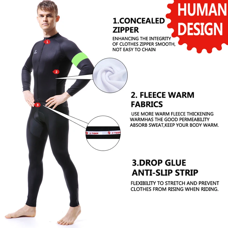 X-TIGER Winter Fleece Thermal Cycling Jersey Set Maillot Ropa Ciclismo Mtb Bike Long Sleeve Clothes Bicycle Suit Clothing