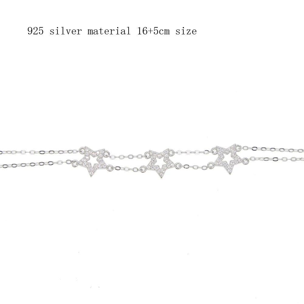 Classic Five-pointed micro pave clear stones charm 925 sterling silver Bracelets For Women New Arrival Charm Bracelets & Bangles