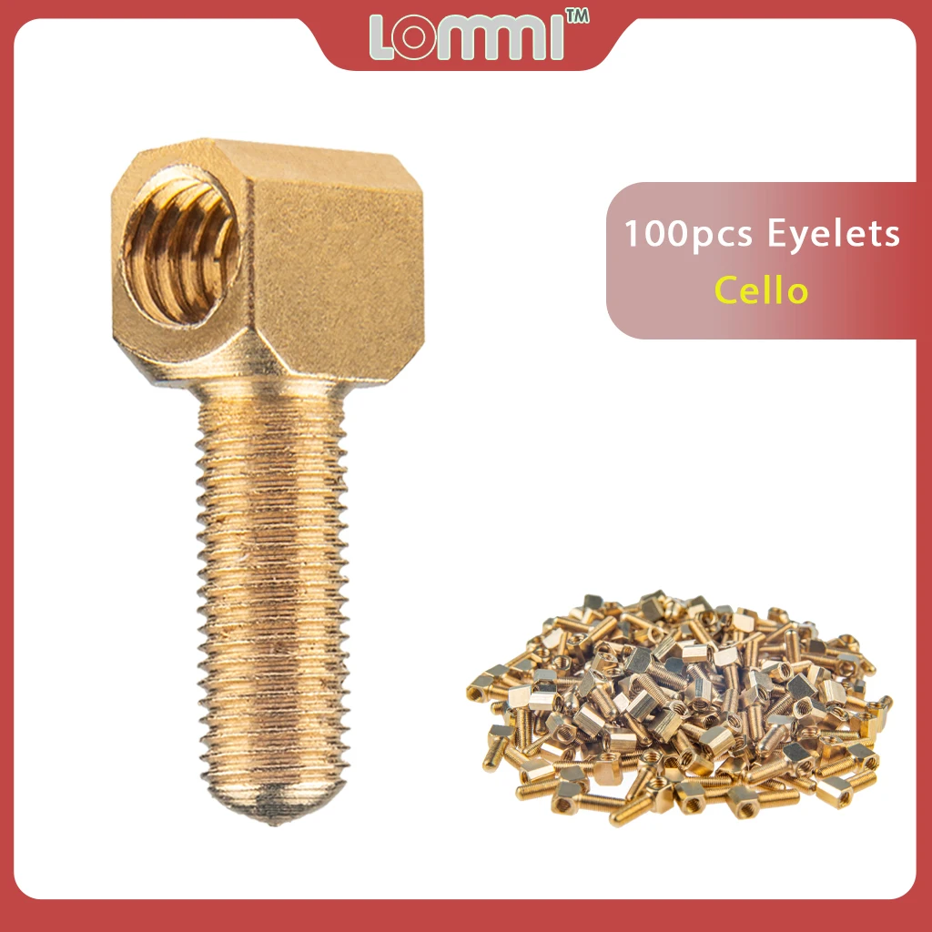 LOMMI 100Pcs Violin Bow Frog Endpin Eyelets / Cello Bow / Double Bass Upright Bass Bow Eyelet Button Bronze Screw Fit Screw Bolt