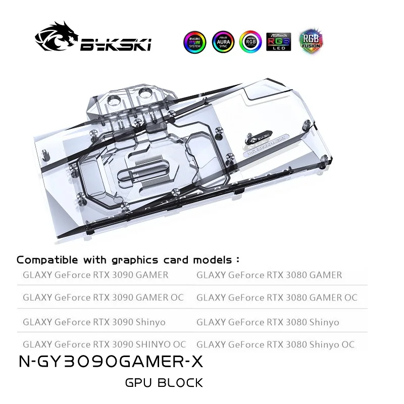 

Bykski N-GY3090GAMER-X PC water cooling GPU cooler video Graphics Card Water Block for GLAXY RTX3090 rtx 3080 Gamer Shinyo