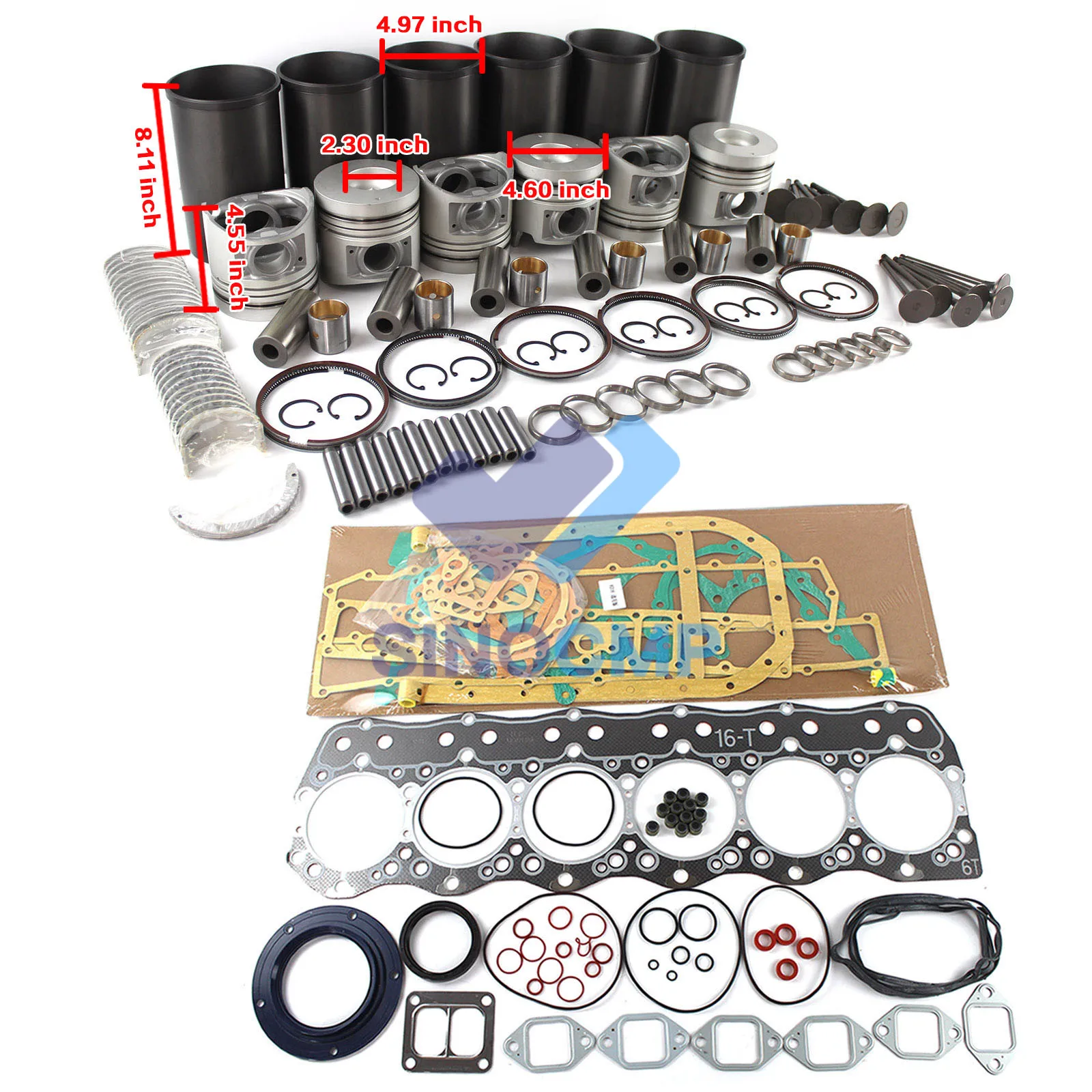 

SINOCMP 6D16 6D16T Engine Rebuild Kit For Hyundai Kobelco Forklift Excavator Piston no ME300199 ME078757