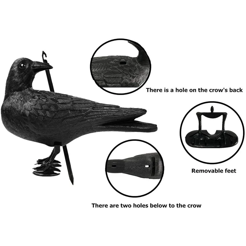 MAILIO Outdoor Hunting Fake Crow Raven Bird Hunting Decoy Deterrent Scarer Garden Pest Control Garden Scarer Bird Decoy