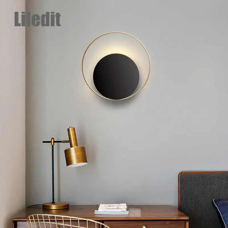 Modern LED Wall Light Vanity Round Living Room Decoration Moon Shape Creative Design Wall Lamp Artistic Decoration Light Fixture