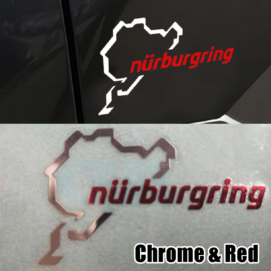 2x Car Sticker 3D 5X3cm Polished Chrome Racing Road Racing Nurburgring Funny Motor Stickers Decals Vinyl Sticker Emblem Styling