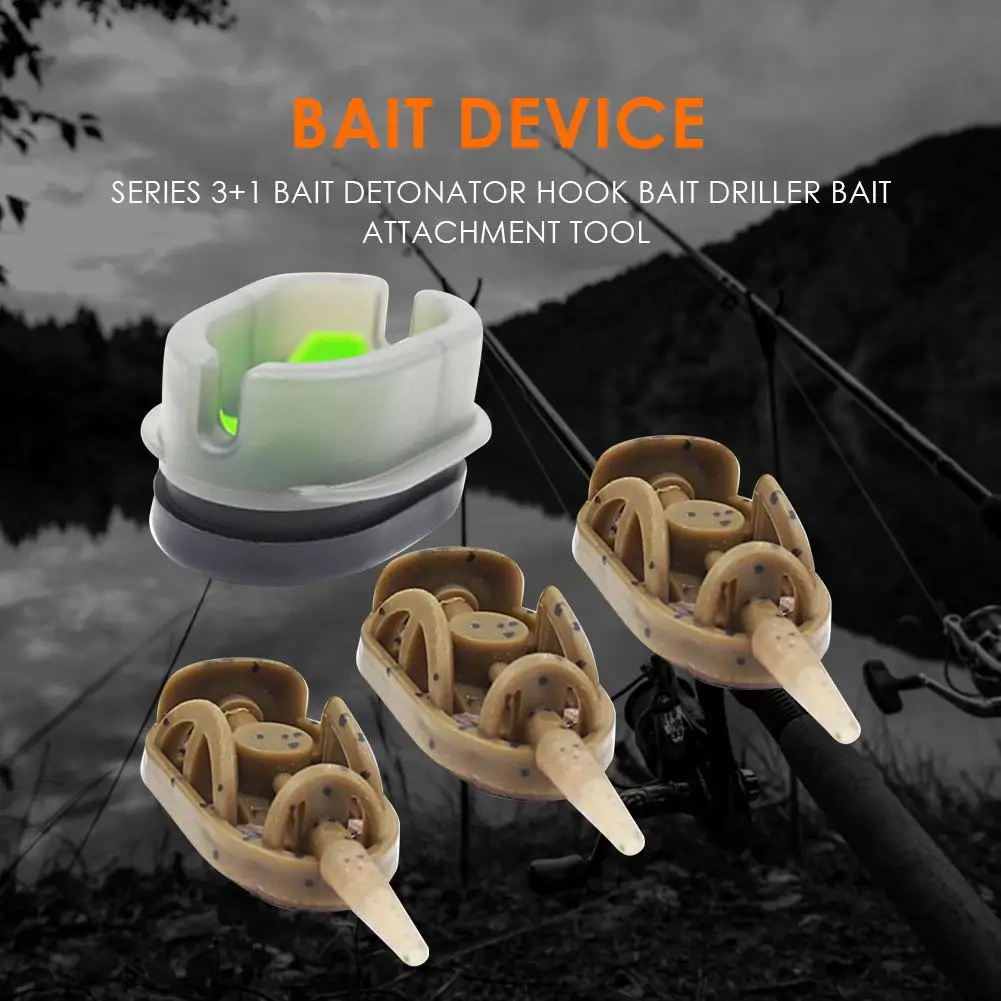 Carp Fishing Inline Flat Method Feeder Portable 3+1 Inline Method Carp Fishing Bait Basket Feeders Mould Set Pesca Fish Tackle