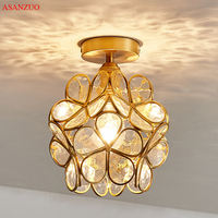 Nordic Copper Luminaires Glass Petal ceiling lights bedroom balcony Porch Aisle decor lamps girls children room ceiling lamp