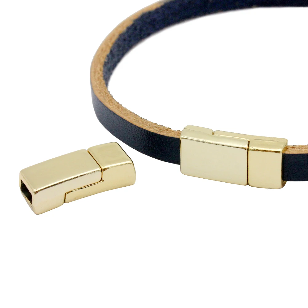 Aaazee 3 Pieces 5mm Flat Magnetic Clasps for 5mm Flat Leather for DIY Bracelete Jewelry
