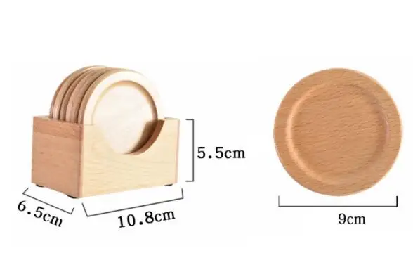 10sets Wooden Cup Pad Set 6pcs Round Coasters Anti Scalding Heat Insulation Cup Mat Table Mat