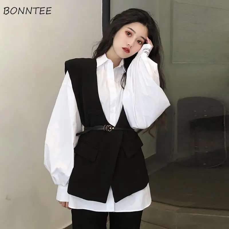 

Waistcoats Women Black Sleeveless Solid Daily V-Neck Simple All-match Korean Style Office Lady Coat Harajuku Jackets for Female