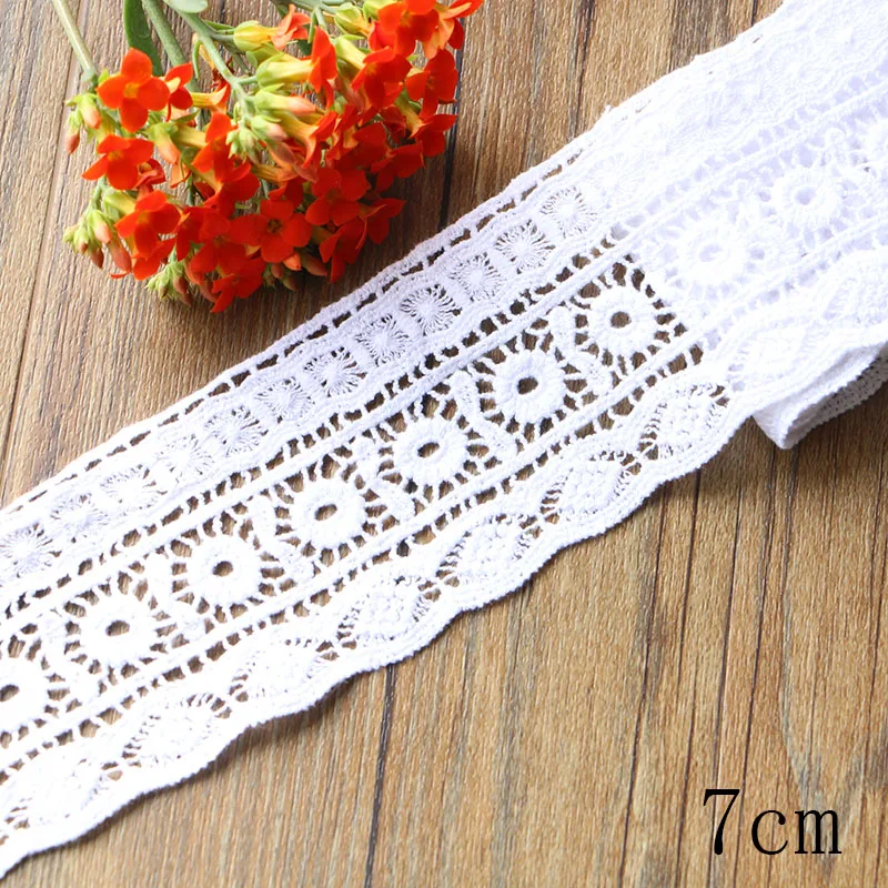 1 yards of white beautiful cotton lace fabric with satin with sewing manual DIY lace sewing supplies