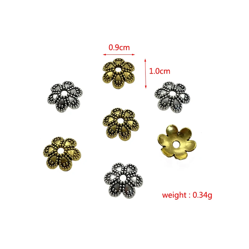 JunKang 9*10mm 6 Leaf Petal Spacer Cap Gasket DIY Bracelet Necklace Jewelry Connector Making Supplies Found Accessorie Wholesale