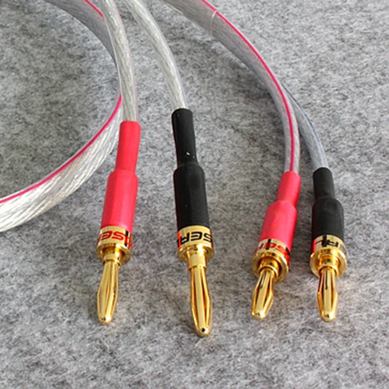 One Pair 4N oxygen-free copper audio speaker cable HI-FI high-end amplifier speaker cable Banana head cable