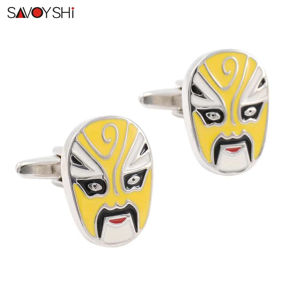 

SAVOYSHI китайские драматические маски запонки Высокая полировка металлические кнопки для бизнеса свадебный подарок рубашка Запонки Бесплатная гравировка
