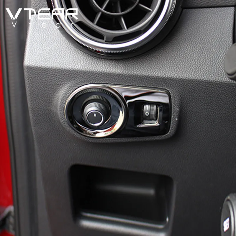 Vtear for MG ZS Car Rearview Mirror Button Frame Cover Stainless Steel Switch Strip Trim Decoration Accessories Interior parts