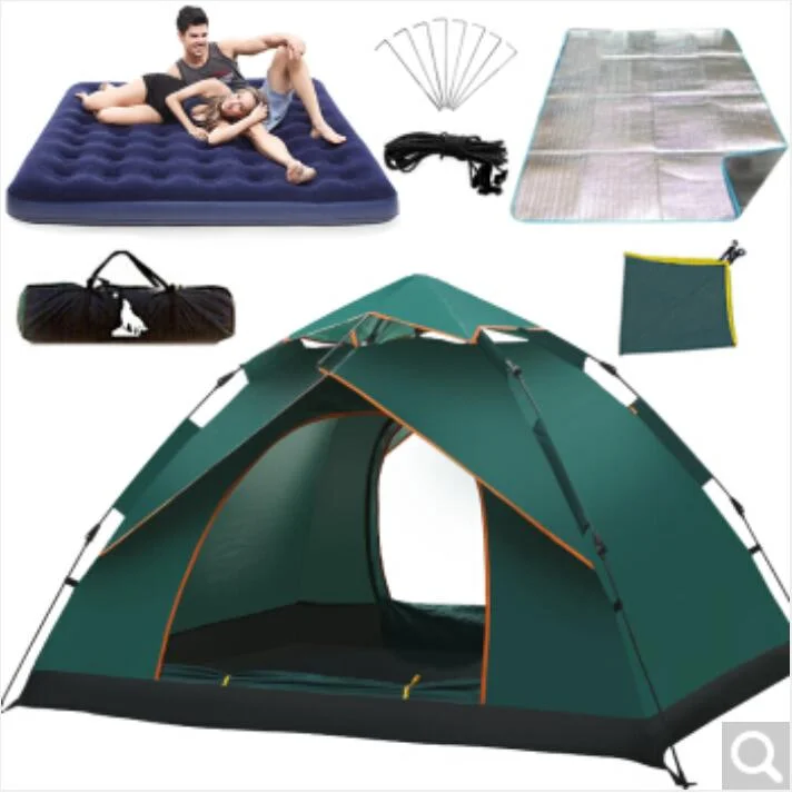 Luxury extra large-scale full-automatic outdoor camping tent set outdoor rain-proof free construction, tent + inflatable bed