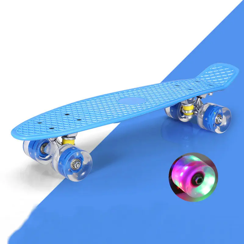 22in four wheel skateboard small fish board single rocker flash wheel PP plastic road brushing adult skateboard scooter