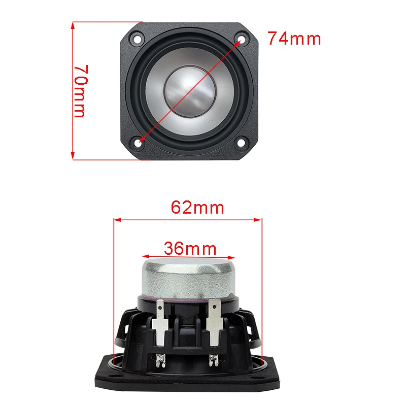 2.5นิ้ว4โอห์ม/8ohm20W ลำโพง Full Range 25ขดลวดเสียงอลูมิเนียมกรวยสแควร์ HIFI ทวีตเตอร์เสียง & วิดีโอลำโพง2Pc