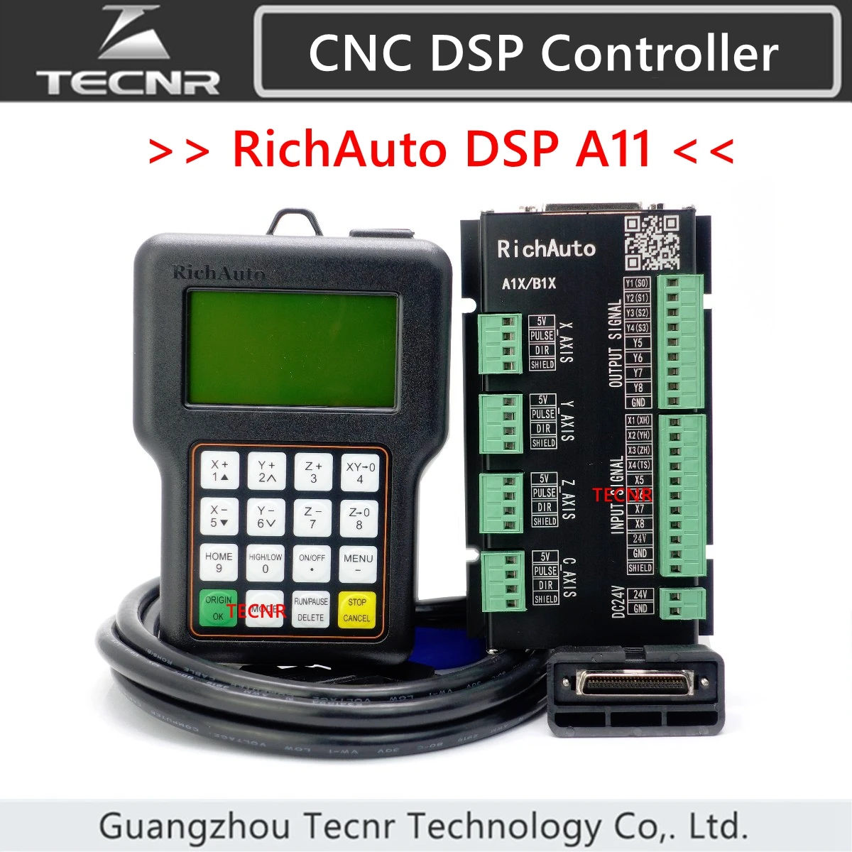 RichAuto-controlador de movimiento DSP A11 CNC, control remoto de 3 ejes para grabado CNC, corte, versión en inglés, TECNR