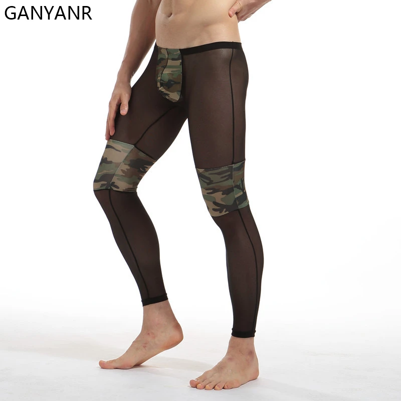 GANYANR Running Tights Men Compression Pants Gym Leggings Fitness Yoga Sexy Basketball Sport Jogging Training Athletic Training