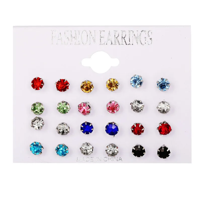 Crystal Stud Earrings Set With Card Zircon Balls Love Flowers Earrings Women Imulated Pearl Earring Kit Wedding Bride  Jewelry