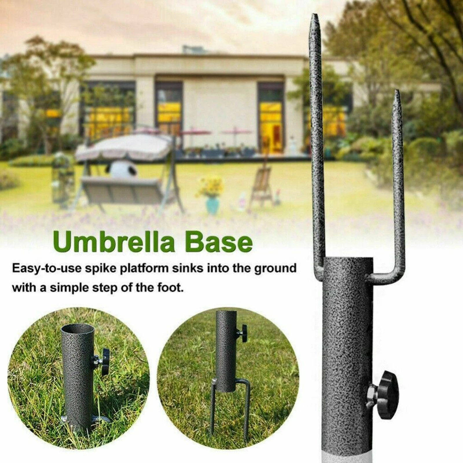 Patio Parasol Holder Anchor Beach Umbrella Heavy Duty Metal Ground Grass Holder Stand Great for Use in Soil