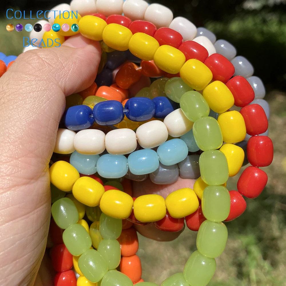 8x11mm Coloful Natural Crystal Cylindrical Drum Beads Spacer Beads For Jewelry Making Supplies DIY Bracelet Accessories 15\'\'