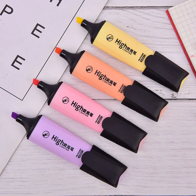 6 المعكرون الألوان البسيطة الملونة الحلوى اللون فسفورية الترويجية الفن الباستيل علامات قلم مضيء التركيز أقلام خطاط (ماركر)