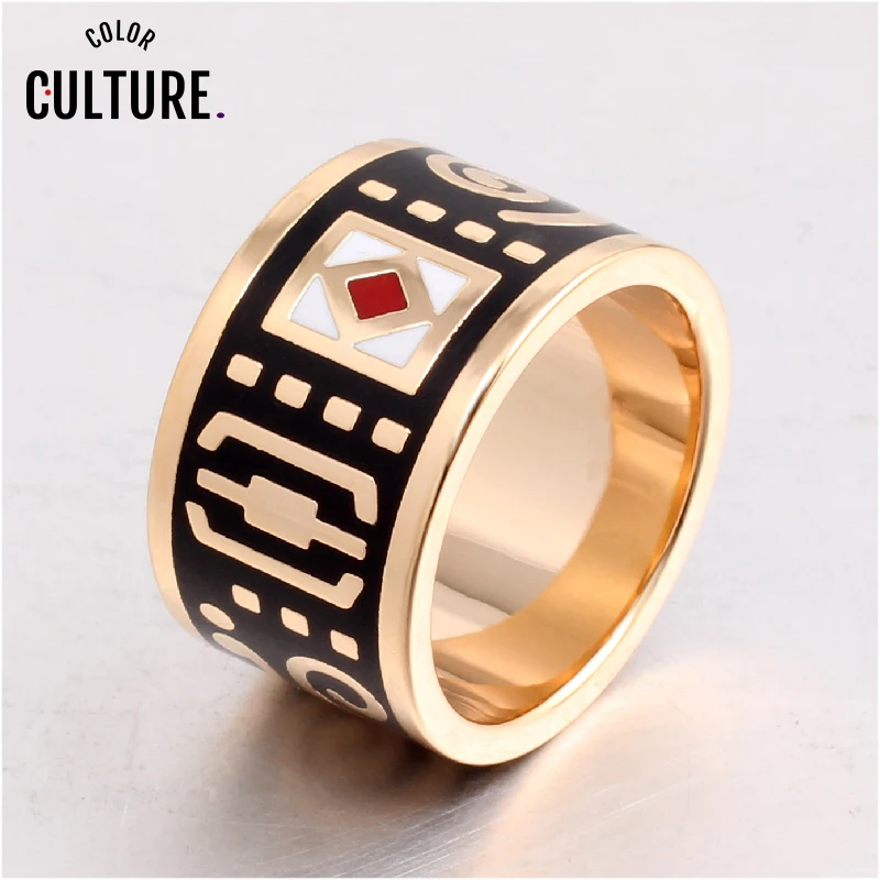 

The New High-end Retro Classic Stainless Steel Ring Black Rings for Women Clothing jewelery Enamel Ring Wholesale